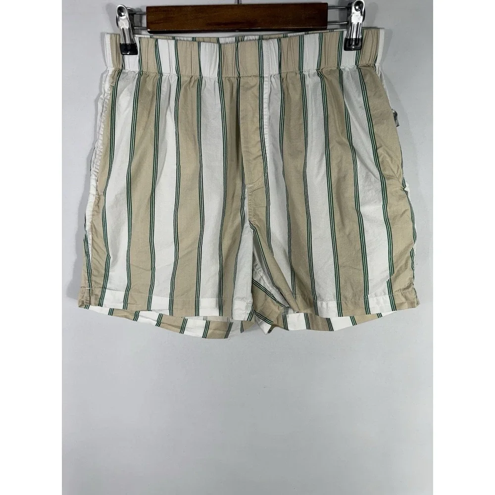 Onia Men's Small Multicolor Striped Poplin Pajama Shorts - Picture 2 of 10